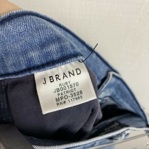 J Brand Ruby Cigarette Jeans 25 Womens Patriot Blue Crop Raw Split Hem Denim - Picture 5 of 7